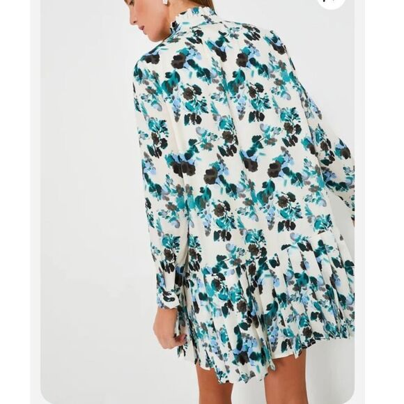 TUCKERNUCK Budding Bluebell Tate Shirt Ruffle Collar Dress in Blue Blooms Size L - Picture 3 of 12